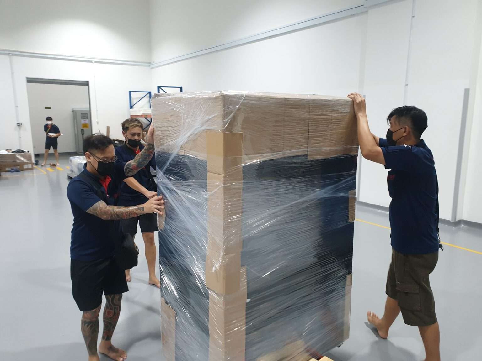 moving wrapped safe from storage