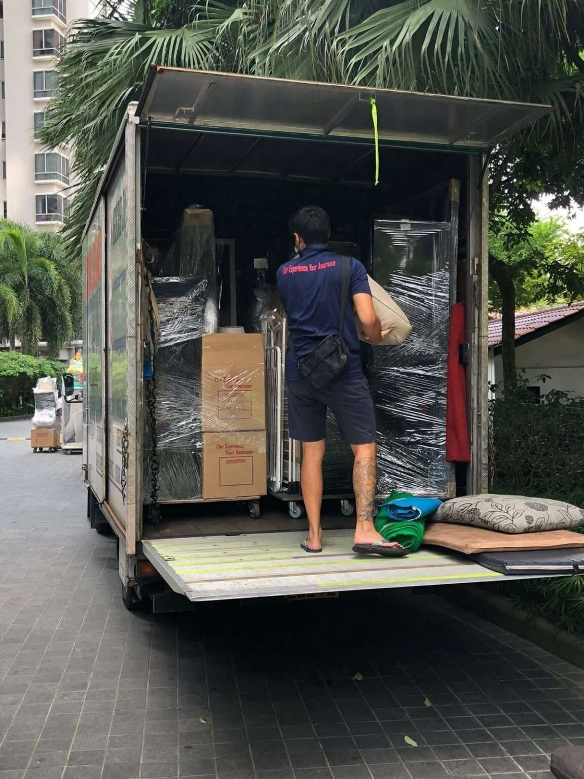 preparing to move furniture using mover truck